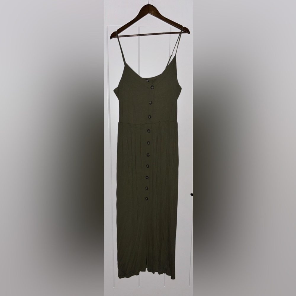 Venus Button Up Green Maxi Dress Women XL Spring Travel Vacation Beach‎